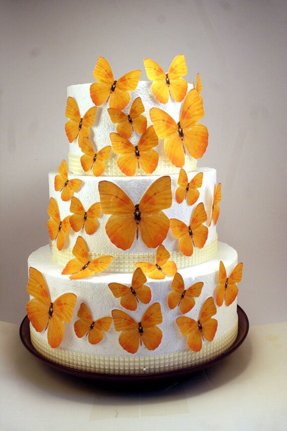 Edible Butterfly Cake Decorations Bright Yellow Edible Etsy