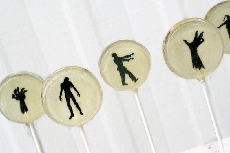 Halloween Party Wedding Favor Lollipops, Zombies, Walking Zombies, Set of 40, Zombie Hands Edible Image Lollipops, Halloween Wedding, Custom image 1