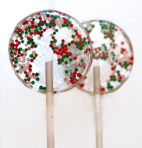 Christmas Party Favor Winter Wedding Lollipops Red Green And Etsy
