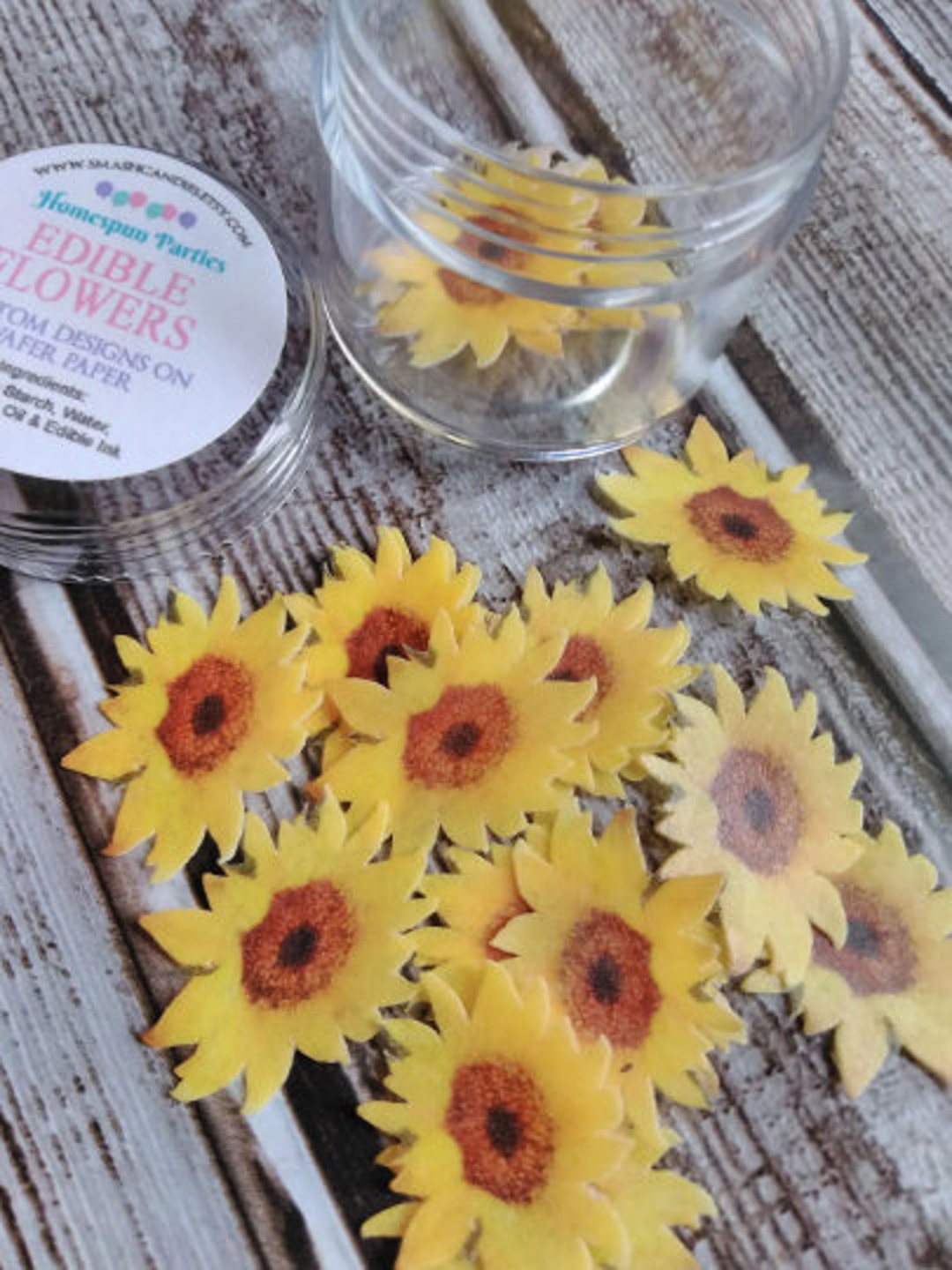 Mini Sunflowers Cake Decorations, Cocoa Bomb Sprinkles, Wafer Paper