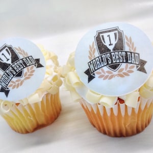 Edible Father&#39;s Day Cake Decorations, World&#39;s Best Dad, Cupcake and Cake Toppers,  Edible Cake Decorations, Father&#39;s Day Party Decor
