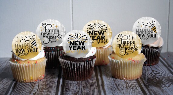 Edible New Years Eve Cake Decorations Edible Nye Cupcake And Etsy
