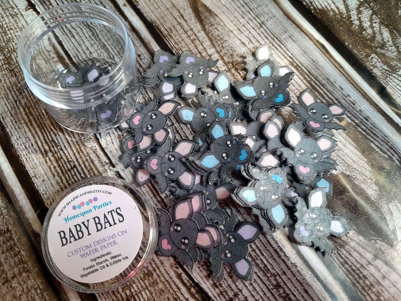 Mini Baby Bats Cake Decorations, Cocoa Bomb Sprinkles, Wafer Paper Sprinkles, Edible Cake Decorations, Drink Decorations, Baby Shower All 3 colors