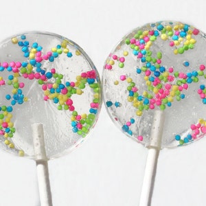 Pastel Confetti Wedding Favor Lollipops - Hundreds and Thousands Candy Confetti Sprinkles- 30 Lollipop Pack- Wedding Favors, Party Favors
