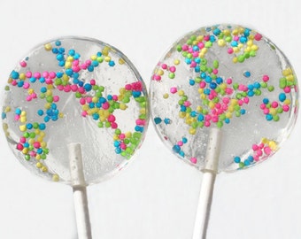 Pastel Confetti Wedding Favor Lollipops - Hundreds and Thousands Candy Confetti Sprinkles- 30 Lollipop Pack- Wedding Favors, Party Favors