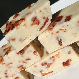 White Chocolate and Bacon Fudge 1/2 Pound About 9 Pieces, Christmas Fudge, Bacon Lovers Gift, Holiday Fudge, Christmas Candy, Bacon Gift image 1