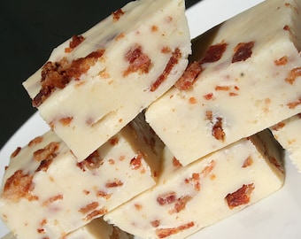 White Chocolate and Bacon Fudge - 1/2 Pound (About 9 Pieces), Christmas Fudge, Bacon Lovers Gift, Holiday Fudge, Christmas Candy, Bacon Gift
