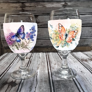 Butterfly Wine Glass Sleeve, The Original Woozies, No More Sweaty Wine Glasses, Mother&#39;s Day Gift, House Warming Gift, Bachelorette