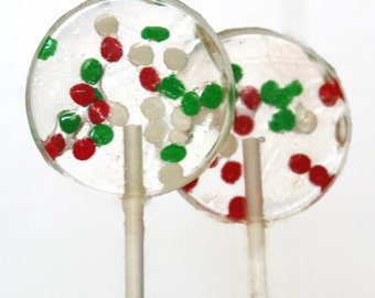 Christmas Party Winter Wedding Favor Lollipops Red, Green and White  6 Lollipop Pack Christmas Party Favors, Winter Wedding Party Favors