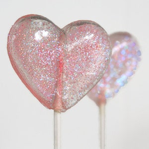 Pink Hearts Wedding Favor Lollipops, Coral 6 Lollipop Pack Spring Celebration Favors, Pink Wedding Favors, Coral Wedding Favors, Baby Shower image 1