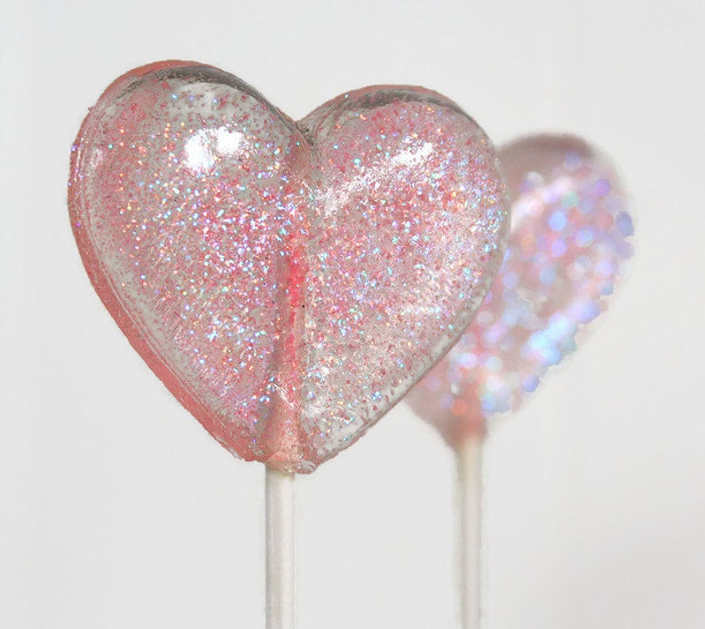 Pink Hearts Wedding Favor Lollipops, Coral 6 Lollipop Pack Spring Celebration Favors, Pink Wedding Favors, Coral Wedding Favors, Baby Shower image 1