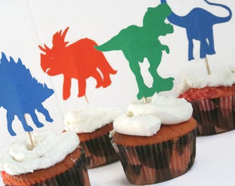 Dinosaur Cupcake Toppers, Cake Toppers, Set of 12 Dinosaurs, Custom Party Decor, Dinosaur Party, Jurassic Dinosaurs, Jurassic Party Decor