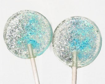 Blue and Silver Wedding Favor Lollipops - Edible Glitter - 30 Lollipop Pack Blue Wedding Favors, Silver Wedding Favors, Frozen Party Favors