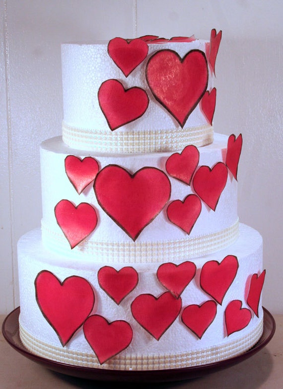 Wedding Cake Toppers, decorazioni per torte a cuore commestibile, cuori  commestibili rossi, set di 24 decorazioni per torte fai da te, decorazioni  per torte commestibili rosse, torta fai da te -  Italia