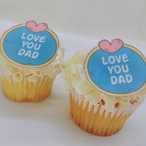 Edible Father&#39;s Day Cake Decorations, Love You Dad, Cupcake and Cake Toppers,  Edible Cake Decorations, Father&#39;s Day Party Decor, Love Dad