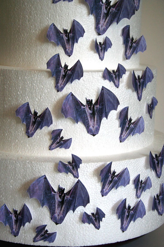 Wedding Cake Toppers Halloween Cake Topper Edible Bats Set Etsy