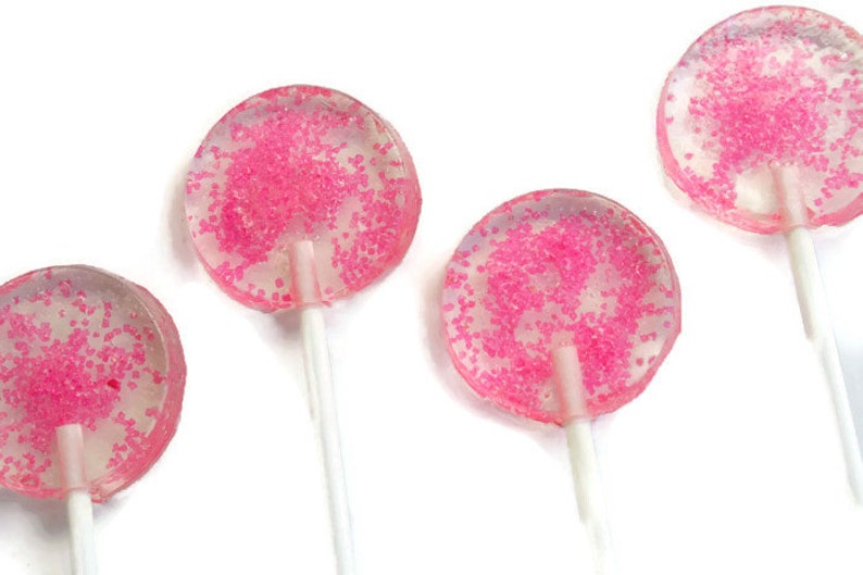 Wedding Lollipops Hard Candy With Pink Sugar Crystals 30 Etsy