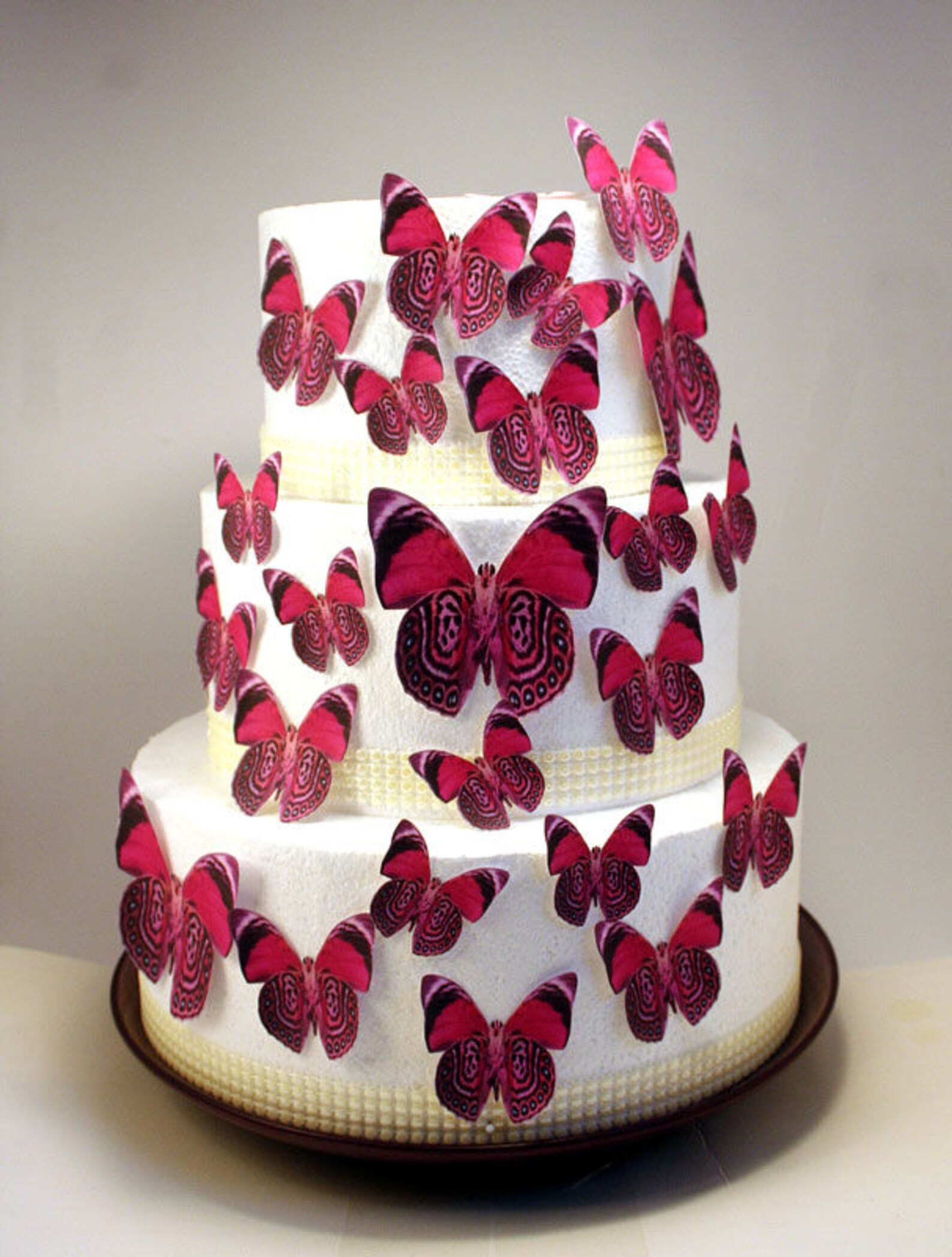 Edible Butterfly Cake Decorations Pink Tiger Striped Etsy