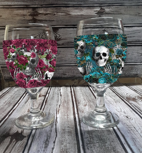 Skull and Roses Wine Glass Koozie, the Original Woozies, No More