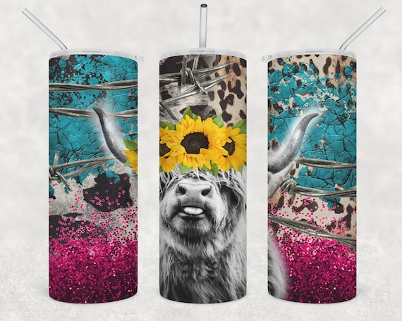 Fall Baby Highland Cow 20oz Skinny Tumbler Travel Cup Double Insulated