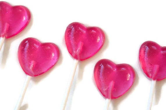 12 LARGE HEART LOLLIPOPS - Valentine Lollipops, Wedding Favors, Variety of  Colors and Flavors