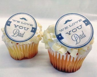 Edible Father's Day Cake Decorations, We Love You Dad, Cupcake and Cake Toppers,  Edible Cake Decorations, Father's Day Party Decor
