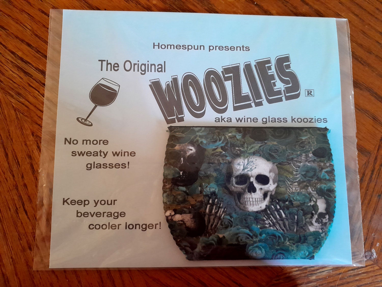 Skull and Roses Wine Glass Koozie, the Original Woozies, No More