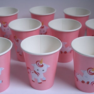 Unicorn Party Cups, Paper Party Cups, Set of 12 Pink Unicorn Cups, Unicorn Birthday, Custom Party Decor, Unicorn Party Favors, Baby Decor image 5
