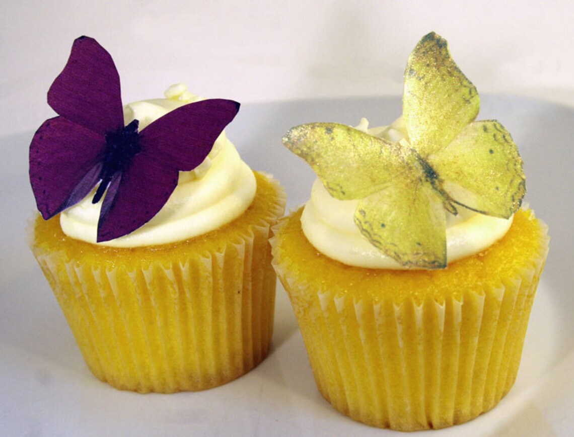 Edible Butterflies Wedding Cake Topper Maroon and Gold Edible Etsy