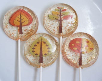 Fall Trees Party Favor Lollipops, Fall Party Favors, Set of 8 Edible Image Lollipops, Thanksgiving Favors Lollipops, Fall Wedding Favors