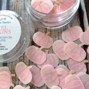 Mini Pastel Pink Pumpkins Cake Decorations, Drink Topper, Cocoa Bomb Sprinkles, Wafer Paper Sprinkles, Edible Cake Decorations, Drink Decor