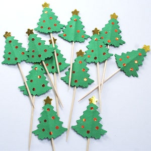 Christmas Tree Cupcake Toppers, Cake Toppers, Set of 12 Christmas Trees, Custom Party Decor, Christmas Party Decor, Winter Wedding Decor image 4