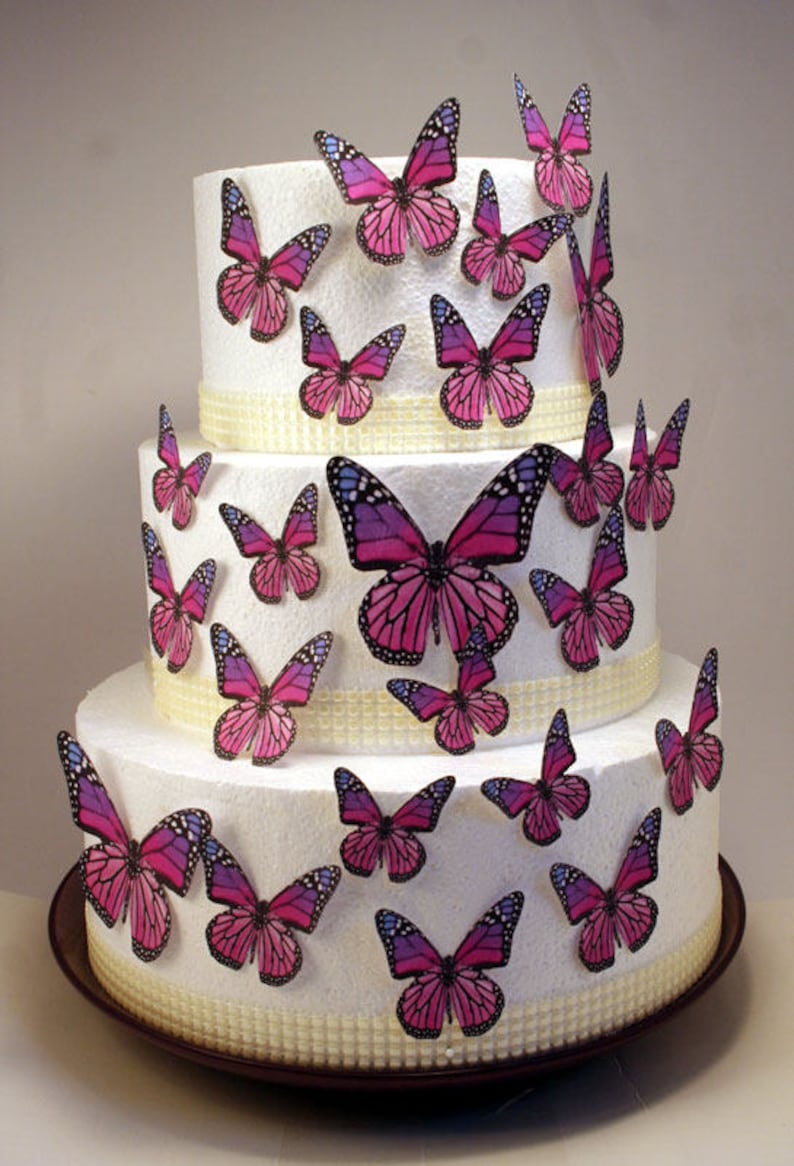 Edible Butterfly Cake Decorations Pink and Purple Edible Etsy