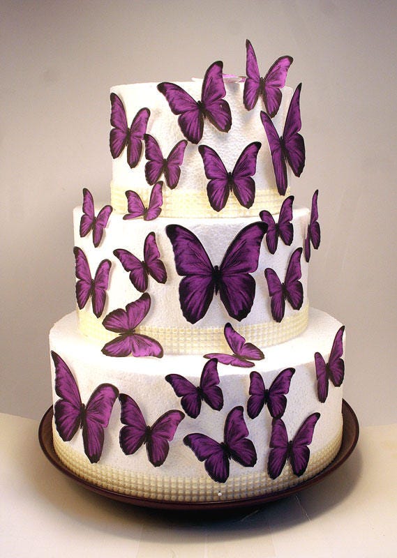 Edible Butterfly Cake Decorations Deep Purple Edible