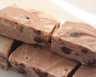 Marbled White Chocolate Fudge with Milk Chocolate Chips - 1 Pound (About 18 Pieces), Christmas Fudge, Holiday Fudge, Valentine's Day Gift