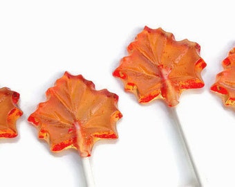 Fall Wedding Favor Lollipops, Orange Fall Maple Leaf  Autumn Wedding  - 5 Lollipop Pack - Cake Decorations, Fall Wedding Favors Party Favors