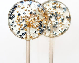 Black and Gold Wedding Favor Lollipops, Formal Wedding, 30 Lollipop Pack Birthday Party Favors, Black Wedding Favors, Gold Wedding Favors