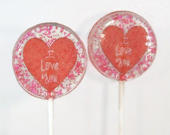 Valentine's Day I Love You Wedding Favor Lollipops Set of 50, Edible Image, Custom Wedding Favors Lollipops, I Love You Wedding Favors, Red