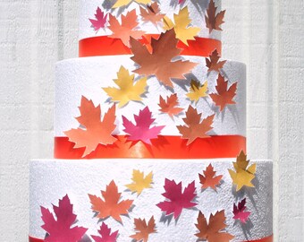 Décoration de gâteau de mariage d'automne, feuilles d'automne feuilles d'érable, ensemble de 24 décorations de gâteau bricolage, décorations de gâteau comestibles d'automne, gâteau de mariage bricolage, gâteau comestible