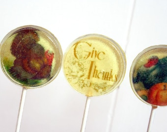 Thanksgiving Favor Lollipops, Vintage Thanksgiving, Country Thanksgiving, Set of 10, Edible Image Lollipops Fall Wedding Favors Thanksgiving