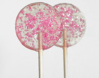 Valentine's Day Pink and Silver Wedding Favor Lollipops  - 30 Lollipop Pack-  Pink Wedding Favors, Party Favors, Girl Baby Shower Favors