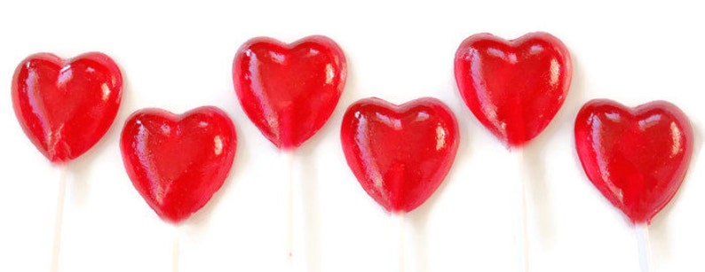 Red Hearts Wedding Favor Lollipops Valentines Day Hard Candy 6 Lollipop Pack Birthday Party, Wedding Favors, Party Favors image 3