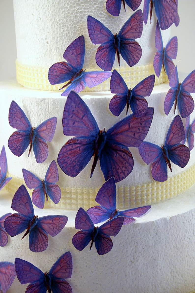 Edible Butterfly Cake Decorations Light Purple Edible Etsy
