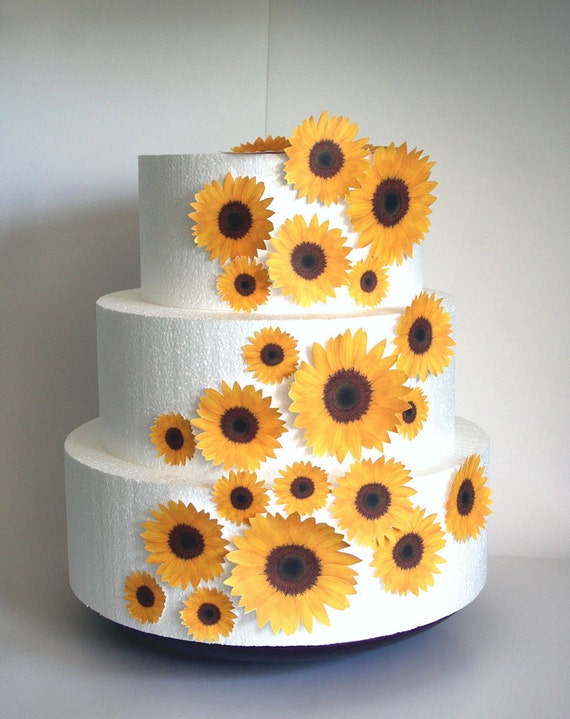 Edible Flower Cake Decorations Yellow Edible Sunflowers Set Etsy