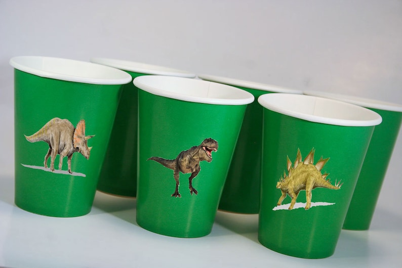 Paper Party Cups Dinosaur Party Custom Party Decor Set of 12 Party Cups Jurassic Dinosaurs Dinosaur Party Cups Jurassic Party Decor