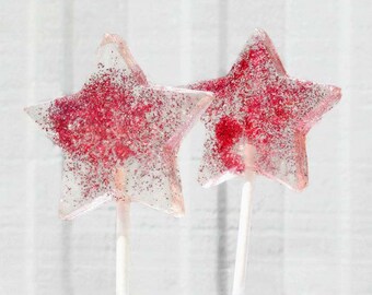 Red Patriotic Stars Wedding Favor Lollipops with Edible Glitter - 5 Lollipop Pack - July 4th, 4th of July, American Wedding Favors