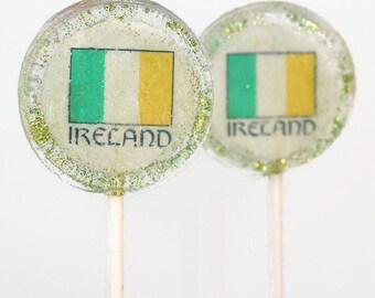 St. Patrick's Day Ireland Wedding Favor Lollipops Set of 50, Souvenir Lollipops, Edible Image, Custom Wedding Favors, Irish Wedding Favors