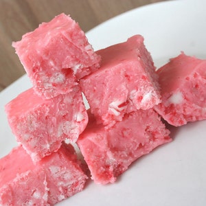 Pink Candy Cane Fudge 1 Pound About 18 Pieces, Christmas Fudge, Holiday Fudge, Christmas Candy, Candy Canes, Pink Candy Canes, Christmas image 3