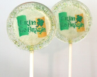 St. Patrick's Day Favor Lollipops, Erin Go Bragh, Set of 50, Souvenir Lollipops, Edible Image, Custom Wedding Favors, Irish Wedding Favors