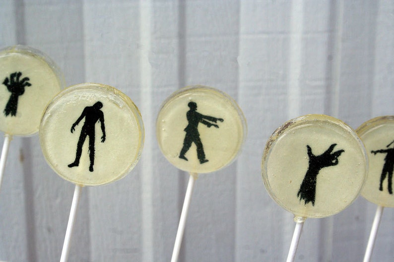 Halloween Party Wedding Favor Lollipops, Zombies, Walking Zombies, Set of 40, Zombie Hands Edible Image Lollipops, Halloween Wedding, Custom image 2